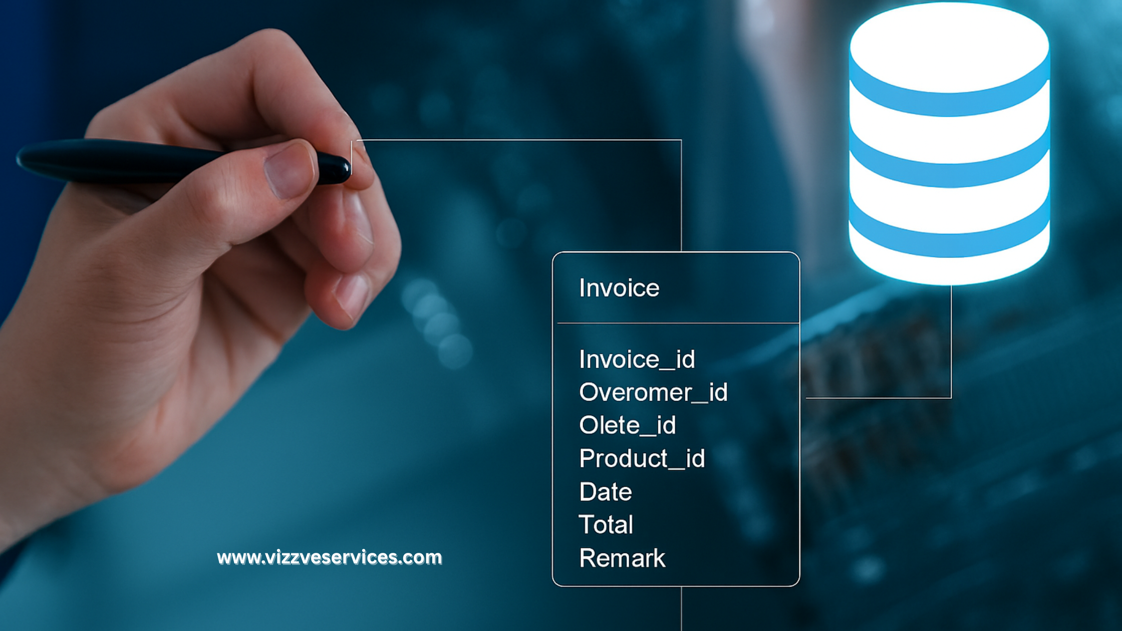 Illustration of database architecture integrated with web development technologies